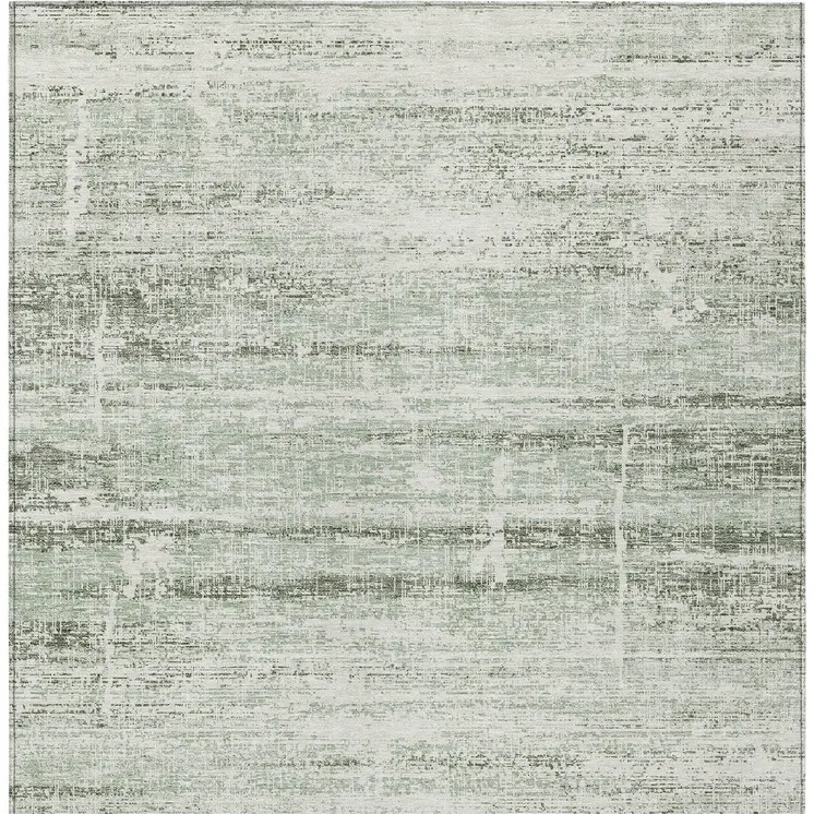 5' X 8' Sage Artichoke Green And Ivory Abstract Washable Indoor Outdoor Area Rug
