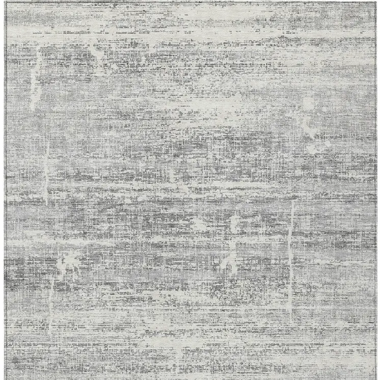 3' X 5' Silver Gray And Charcoal Abstract Washable Indoor Outdoor Area Rug