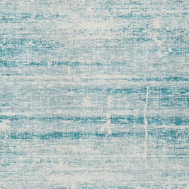 5' X 8' Teal Blue Aqua And Ivory Abstract Washable Indoor Outdoor Area Rug