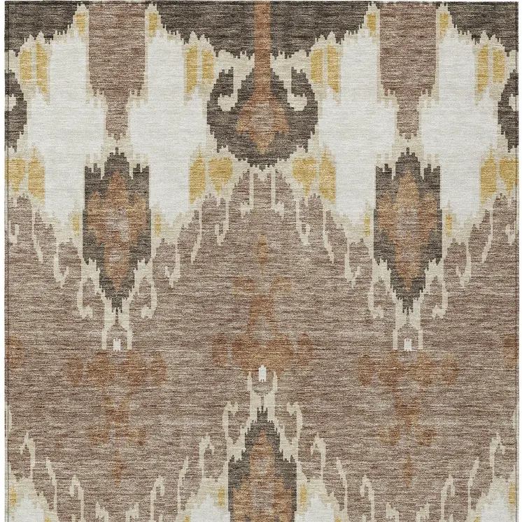 3' X 5' Brown Taupe And Beige Ikat Washable Indoor Outdoor Area Rug