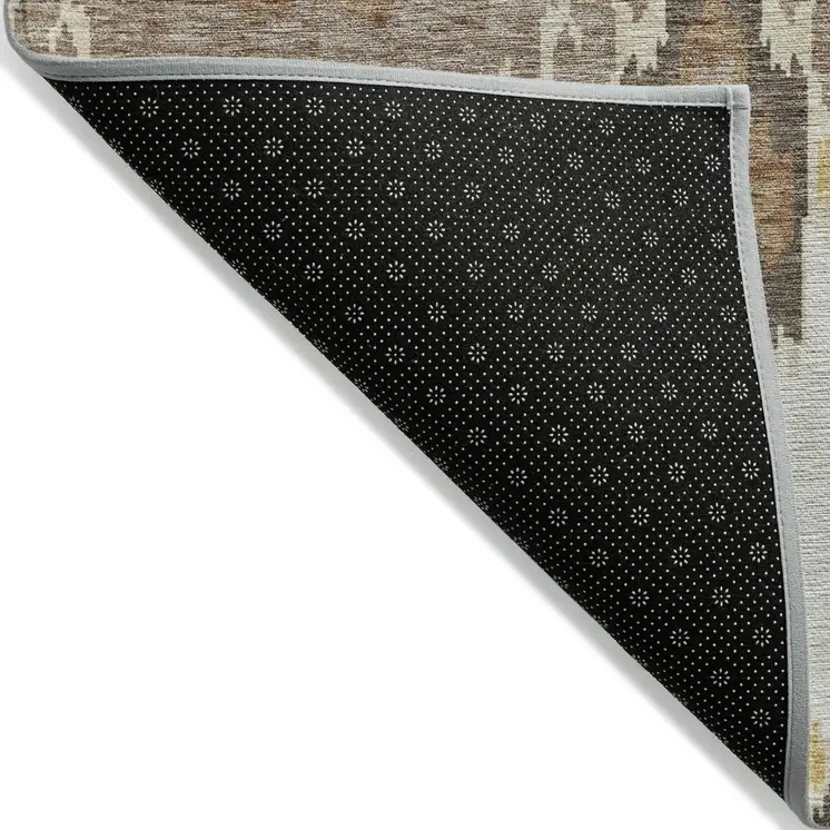 3' X 5' Brown Taupe And Beige Ikat Washable Indoor Outdoor Area Rug