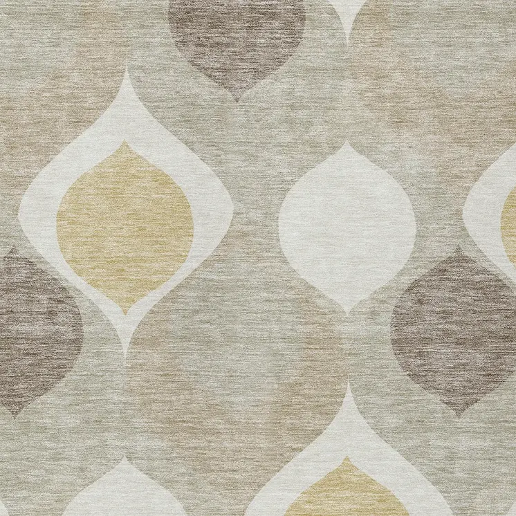3' X 5' Beige Taupe And Ivory Ogee Washable Indoor Outdoor Area Rug