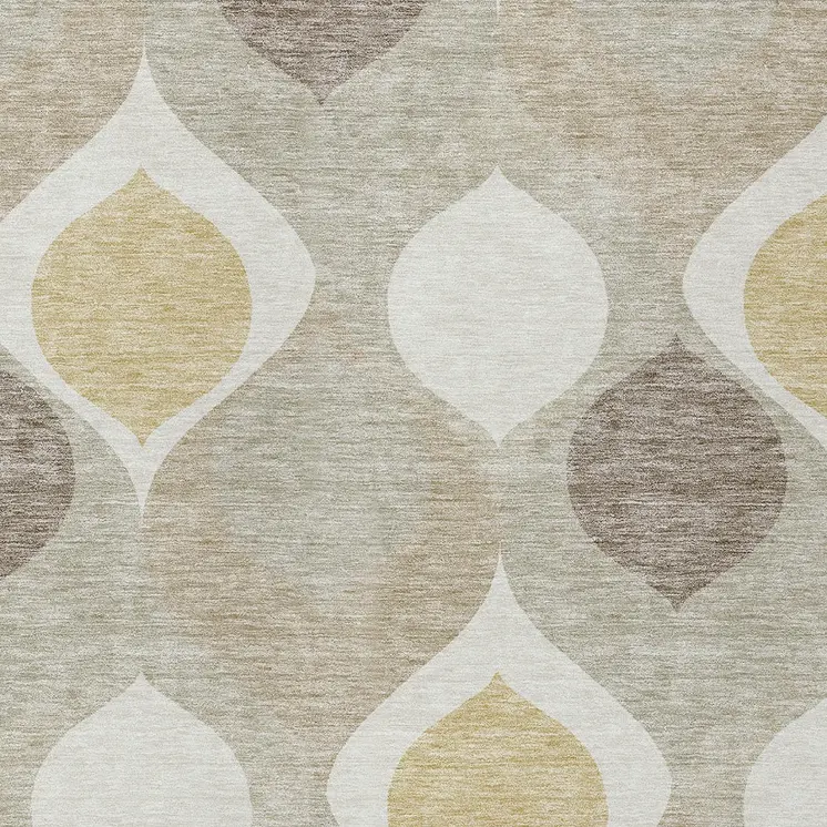 9' X 12' Beige Taupe And Ivory Ogee Washable Indoor Outdoor Area Rug