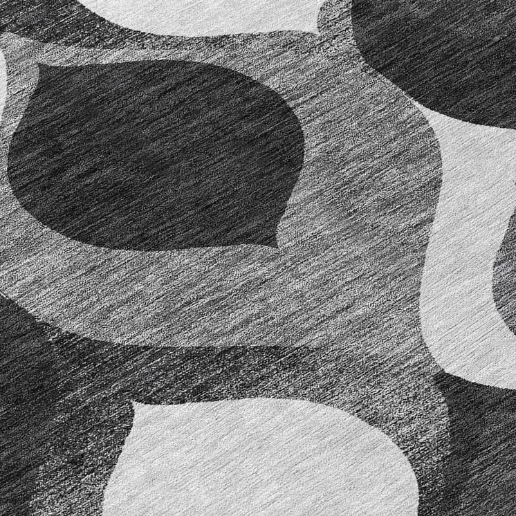 10' X 14' Black Silver And Charcoal Ogee Washable Indoor Outdoor Area Rug