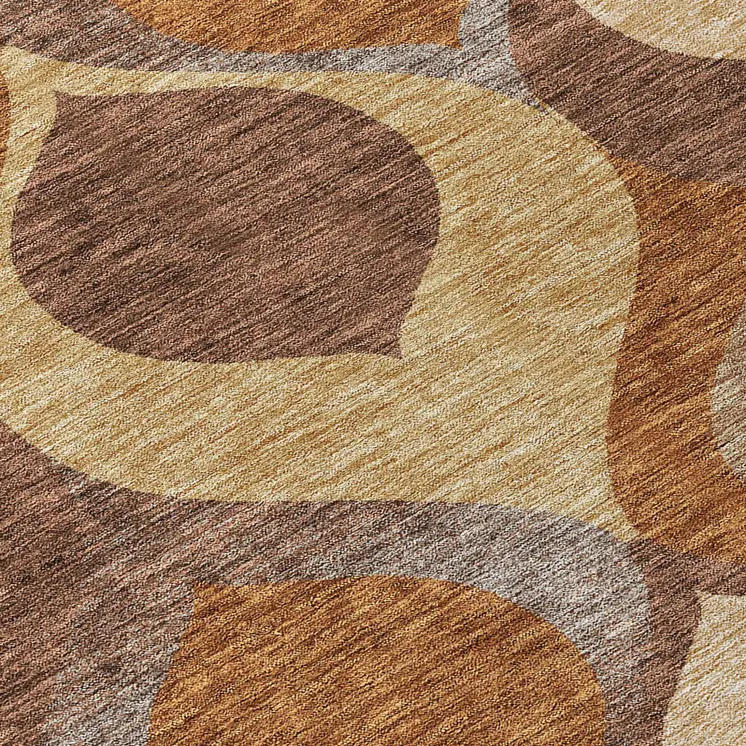 8' X 10' Copper Beige And Taupe Ogee Washable Indoor Outdoor Area Rug