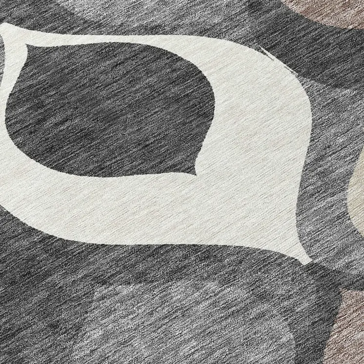 8' X 10' Gray Beige And Taupe Ogee Washable Indoor Outdoor Area Rug