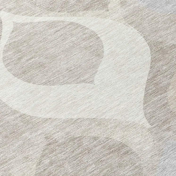 8' Ivory Beige And Tan Round Ogee Washable Indoor Outdoor Area Rug