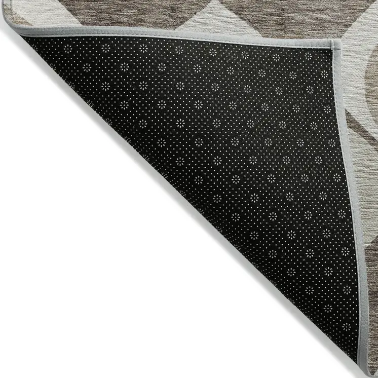 5' X 8' Taupe Beige And Brown Ogee Washable Indoor Outdoor Area Rug