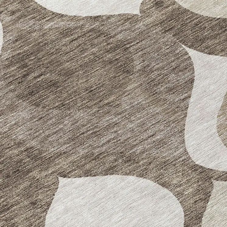10' X 14' Taupe Beige And Brown Ogee Washable Indoor Outdoor Area Rug