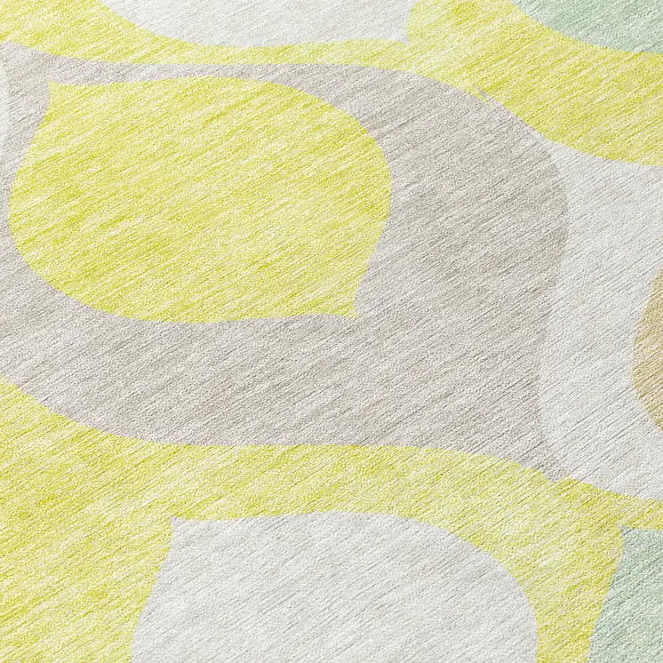 8' X 10' Yellow Mint Green And Beige Ogee Washable Indoor Outdoor Area Rug