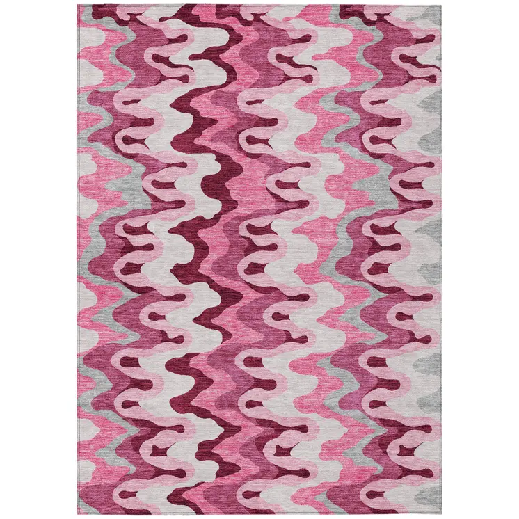 3' X 5' Blush Pink And Mauve Abstract Washable Indoor Outdoor Area Rug