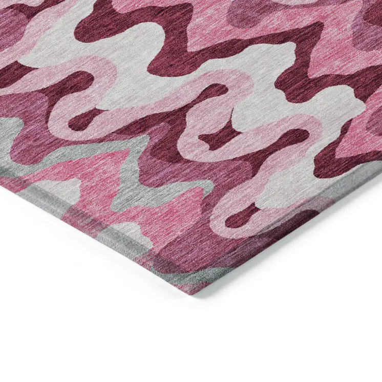 3' X 5' Blush Pink And Mauve Abstract Washable Indoor Outdoor Area Rug