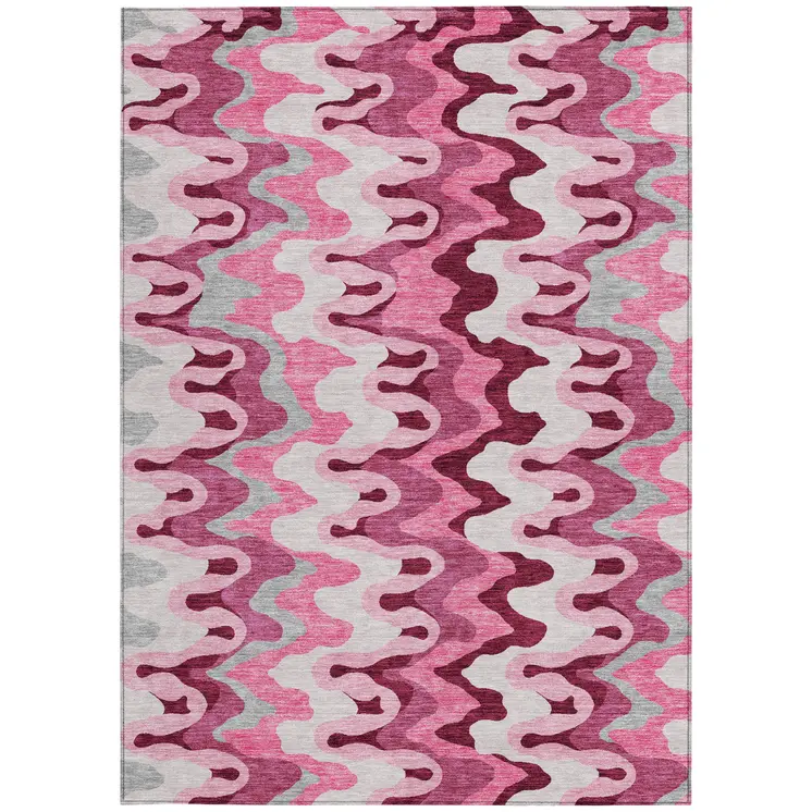 3' X 5' Blush Pink And Mauve Abstract Washable Indoor Outdoor Area Rug