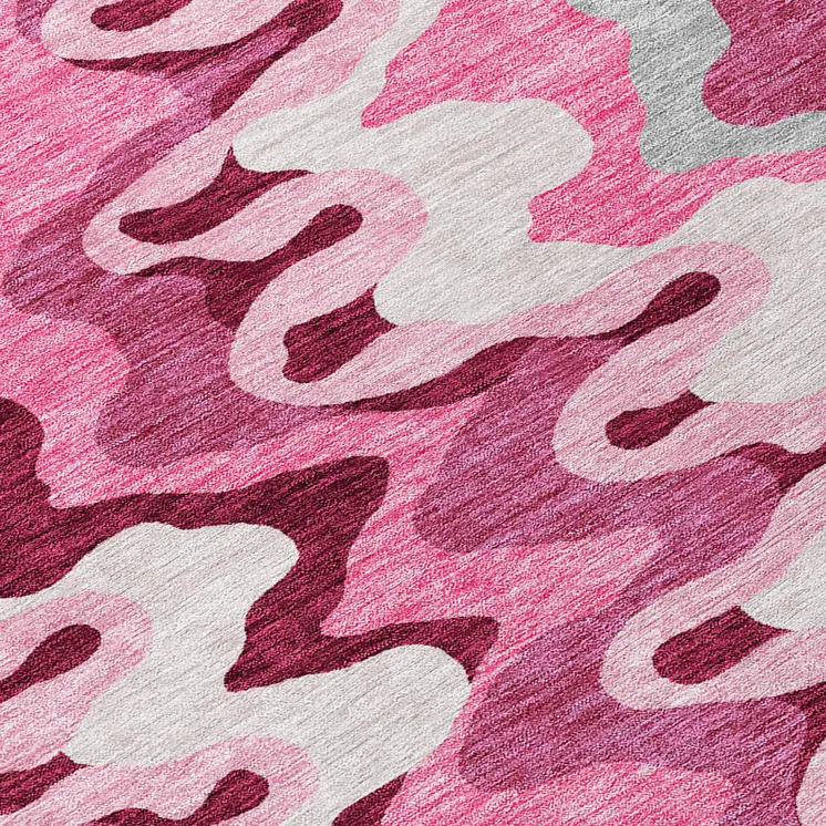 3' X 5' Blush Pink And Mauve Abstract Washable Indoor Outdoor Area Rug