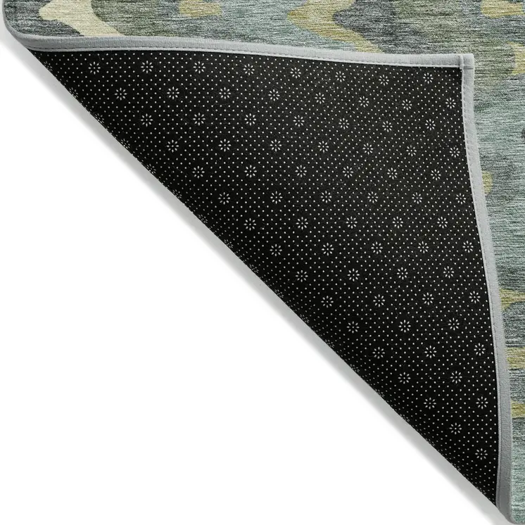 3' X 5' Sage And Artichoke Green Abstract Washable Indoor Outdoor Area Rug
