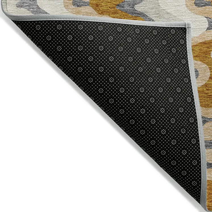 9' X 12' Terra Cotta Copper And Gray Abstract Washable Indoor Outdoor Area Rug
