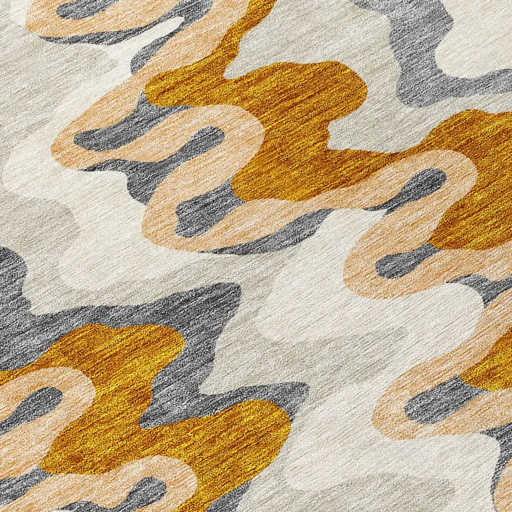 9' X 12' Terra Cotta Copper And Gray Abstract Washable Indoor Outdoor Area Rug