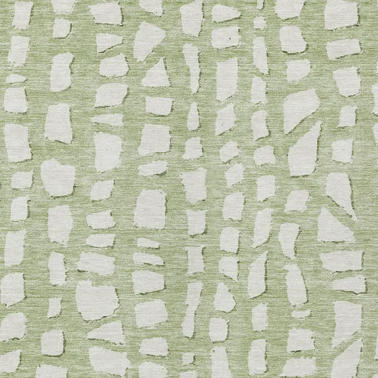 3' X 5' Artichoke Green And Ivory Abstract Washable Indoor Outdoor Area Rug