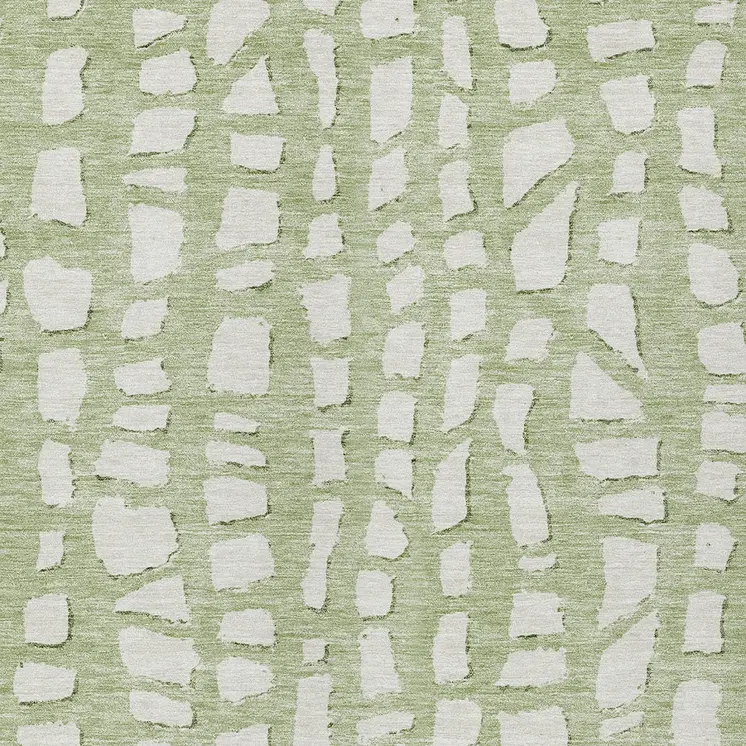 5' X 8' Artichoke Green And Ivory Abstract Washable Indoor Outdoor Area Rug