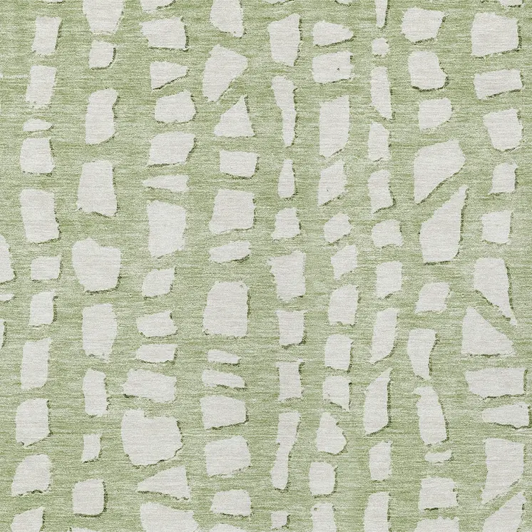10' X 14' Artichoke Green And Ivory Abstract Washable Indoor Outdoor Area Rug