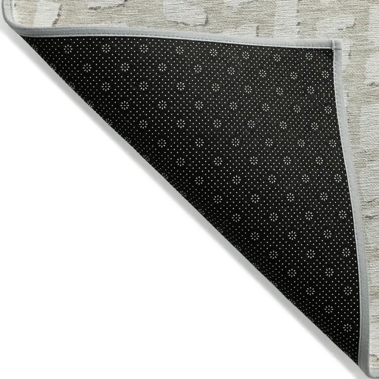 3' X 5' Beige And Ivory Abstract Washable Indoor Outdoor Area Rug