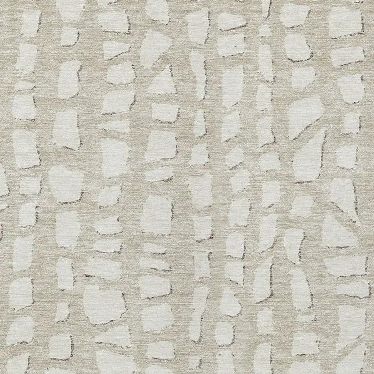 3' X 5' Beige And Ivory Abstract Washable Indoor Outdoor Area Rug