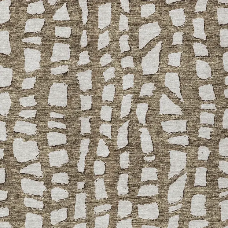 3' X 5' Brown And Ivory Abstract Washable Indoor Outdoor Area Rug