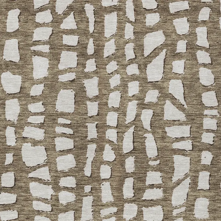 8' X 10' Brown And Ivory Abstract Washable Indoor Outdoor Area Rug