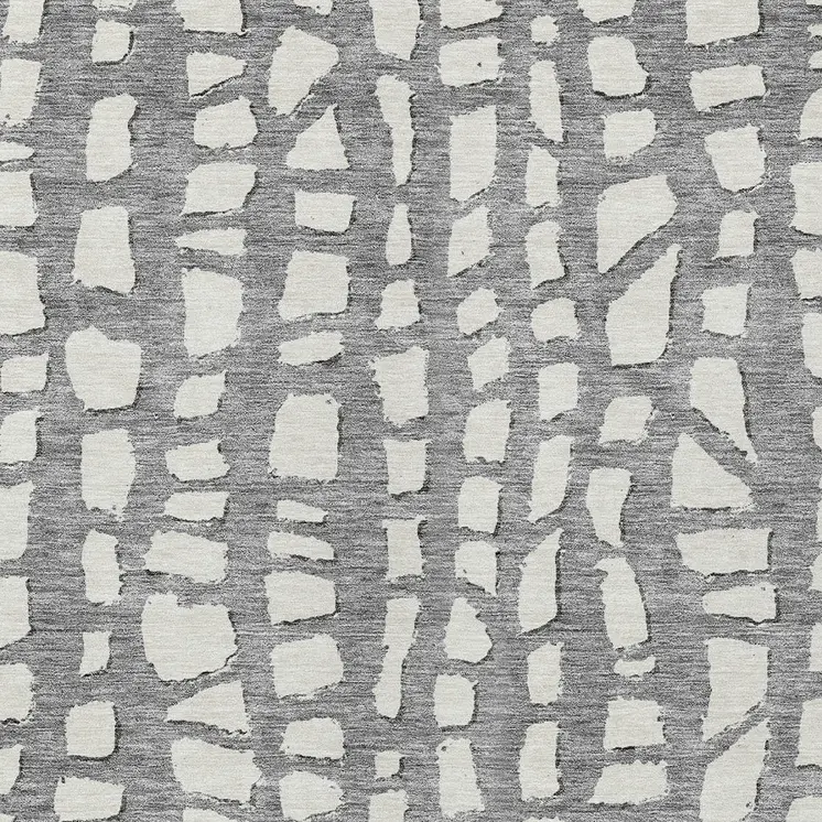 9' X 12' Gray And Ivory Abstract Washable Indoor Outdoor Area Rug