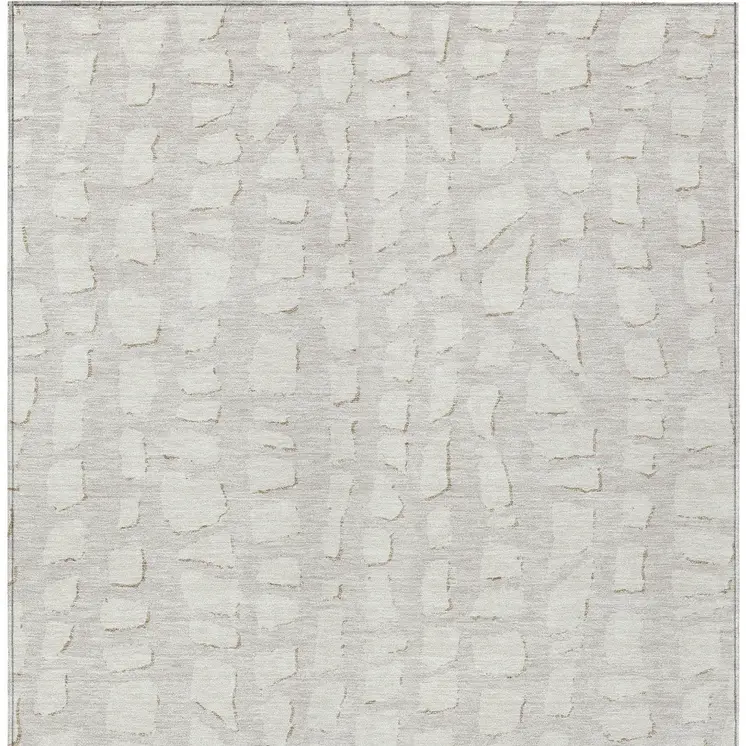 5' X 8' Ivory And Beige Abstract Washable Indoor Outdoor Area Rug