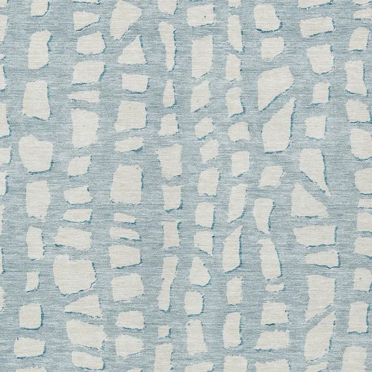 5' X 8' Sky Blue And Ivory Abstract Washable Indoor Outdoor Area Rug