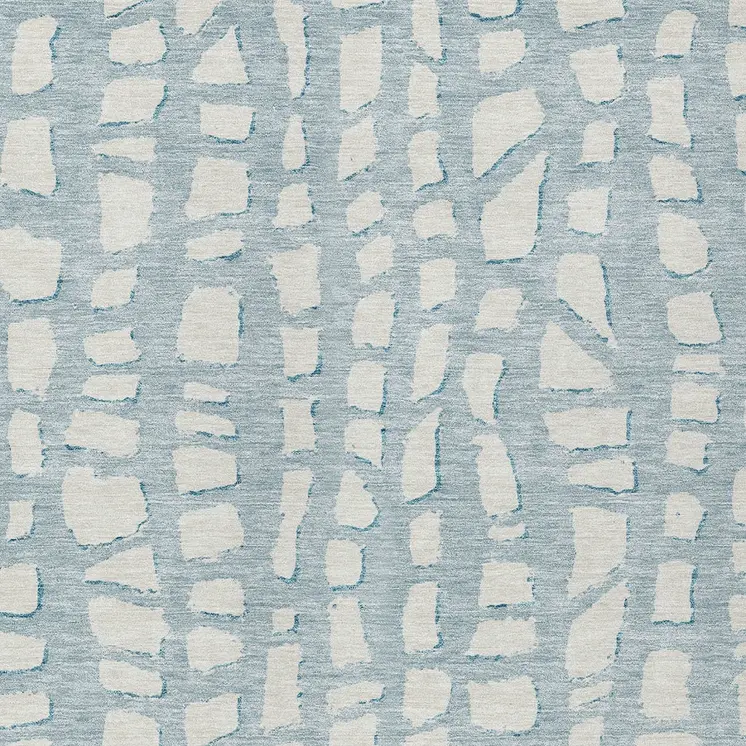 8' X 10' Sky Blue And Ivory Abstract Washable Indoor Outdoor Area Rug