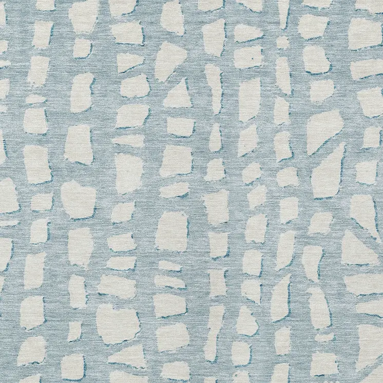 9' X 12' Sky Blue And Ivory Abstract Washable Indoor Outdoor Area Rug