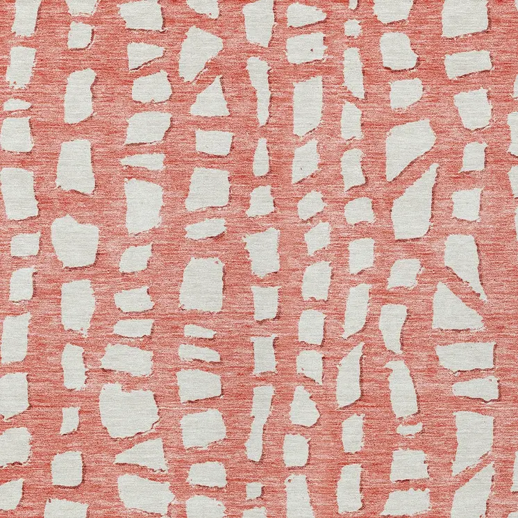 8' X 10' Salmon And Ivory Abstract Washable Indoor Outdoor Area Rug