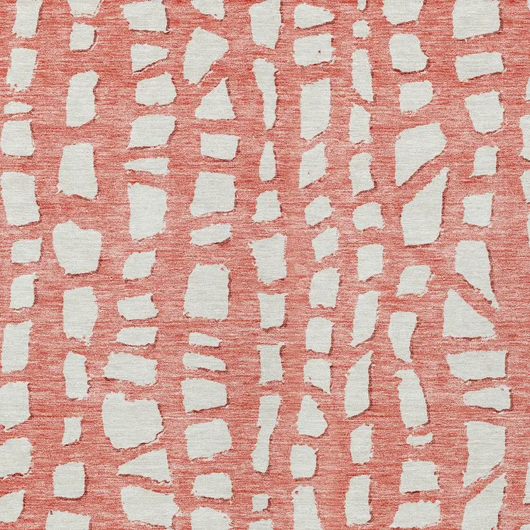 10' X 14' Salmon And Ivory Abstract Washable Indoor Outdoor Area Rug