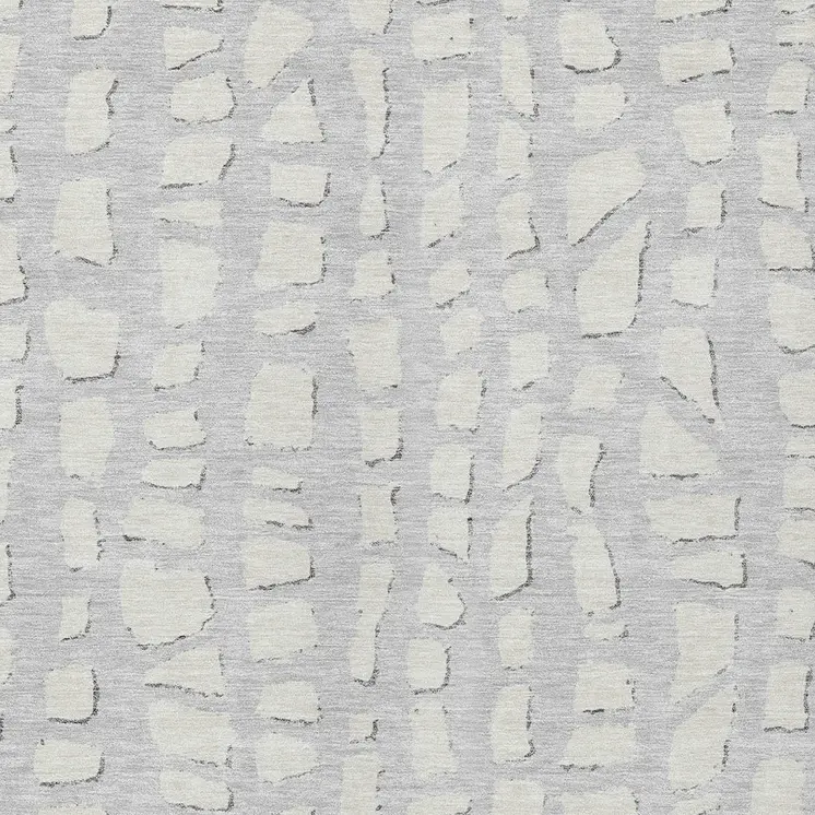 3' X 5' Silver And Ivory Abstract Washable Indoor Outdoor Area Rug