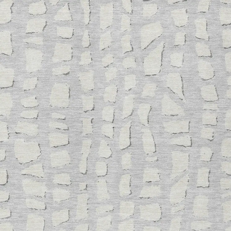 5' X 8' Silver And Ivory Abstract Washable Indoor Outdoor Area Rug