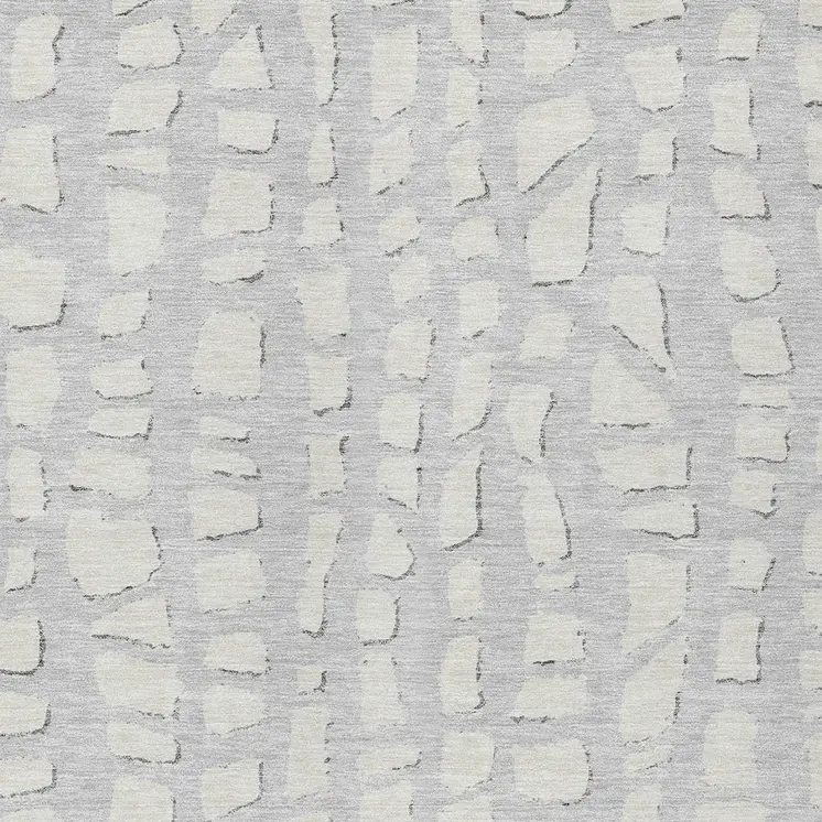 9' X 12' Silver And Ivory Abstract Washable Indoor Outdoor Area Rug