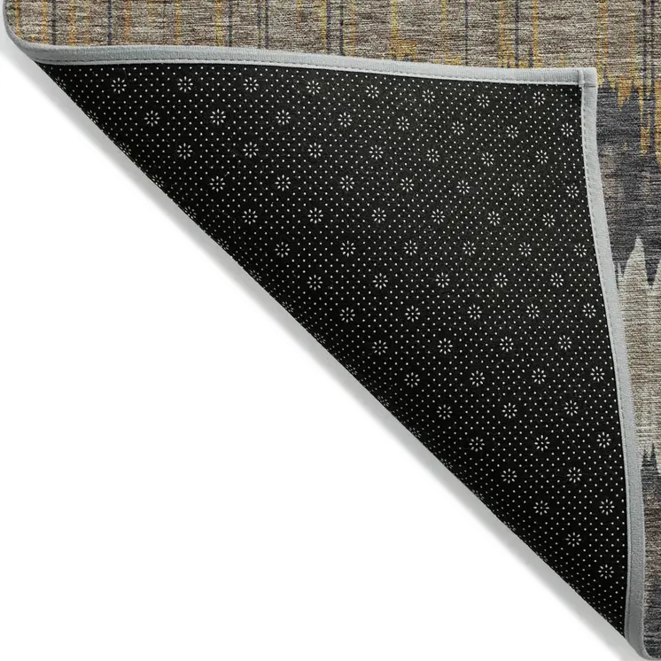 10' X 14' Brown And Taupe Striped Washable Indoor Outdoor Area Rug