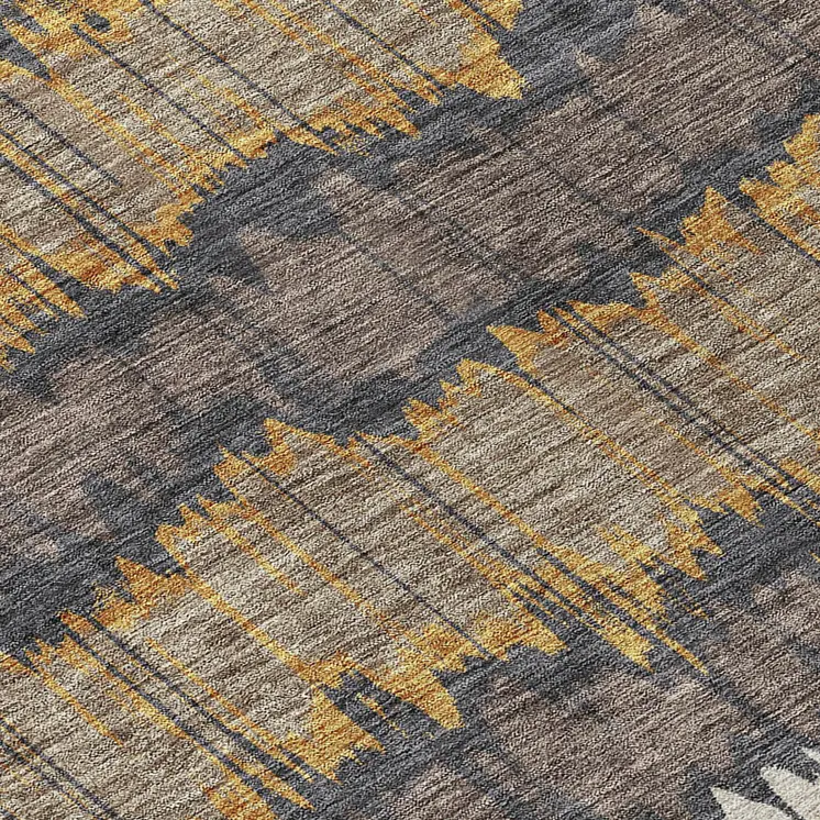 10' X 14' Brown And Taupe Striped Washable Indoor Outdoor Area Rug