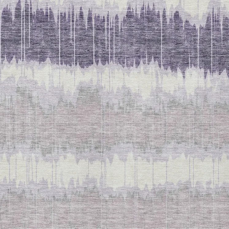 3' X 5' Lavender Purple And Ivory Striped Washable Indoor Outdoor Area Rug