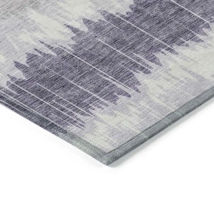 5' X 8' Lavender Purple And Ivory Striped Washable Indoor Outdoor Area Rug