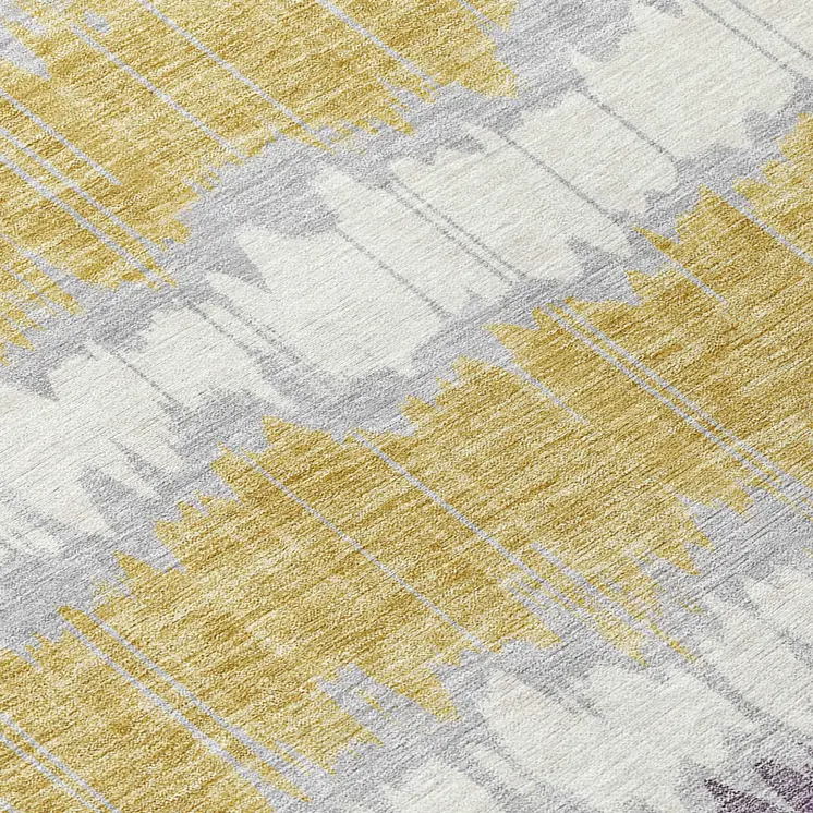 5' X 8' Silver Ivory And Purple Striped Washable Indoor Outdoor Area Rug