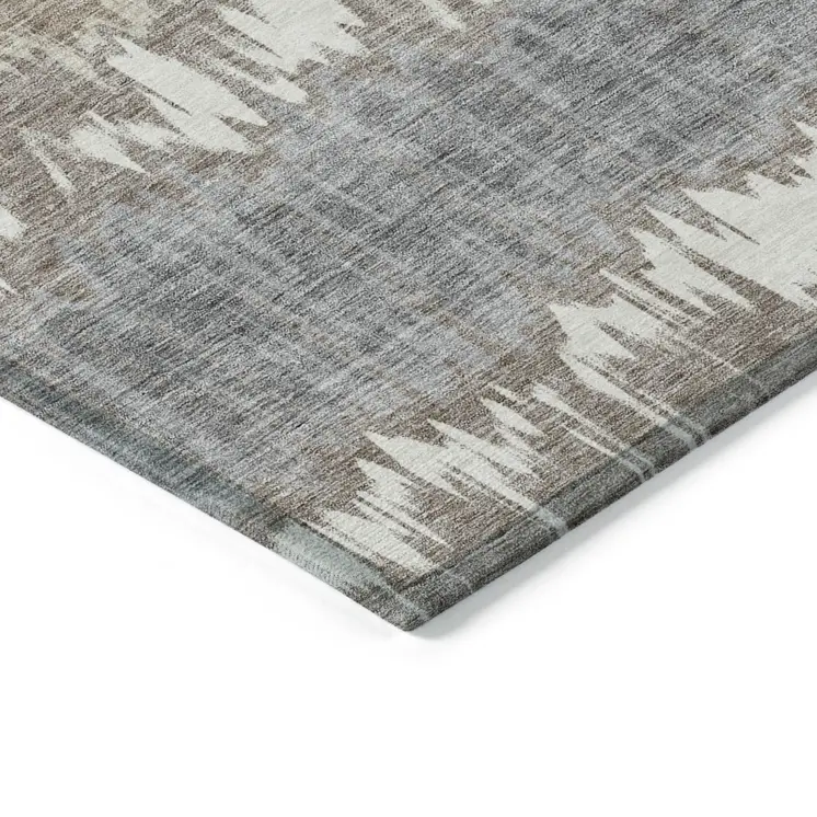 5' X 8' Taupe Brown And Ivory Striped Washable Indoor Outdoor Area Rug