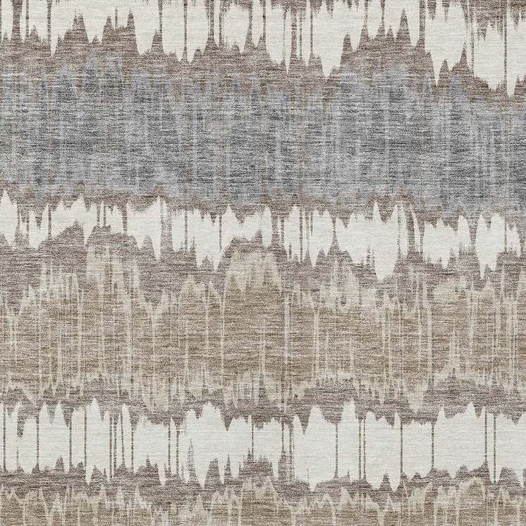 5' X 8' Taupe Brown And Ivory Striped Washable Indoor Outdoor Area Rug