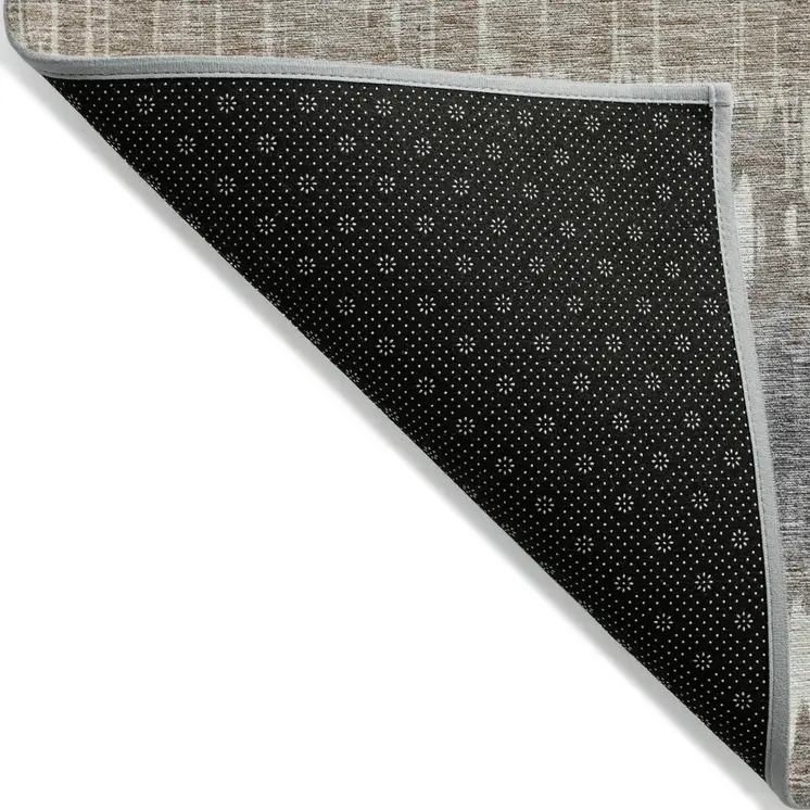 8' X 10' Taupe Brown And Ivory Striped Washable Indoor Outdoor Area Rug