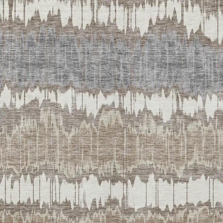 8' X 10' Taupe Brown And Ivory Striped Washable Indoor Outdoor Area Rug