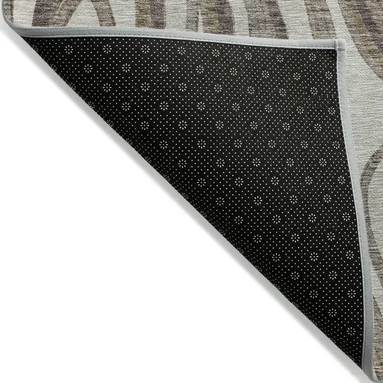 8' X 10' Brown Ivory And Taupe Abstract Washable Indoor Outdoor Area Rug