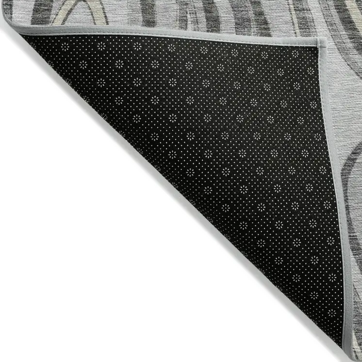 9' X 12' Gray Charcoal And Ivory Abstract Washable Indoor Outdoor Area Rug