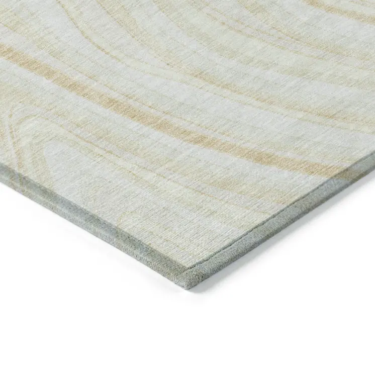 3' X 5' Ivory Beige And Tan Abstract Washable Indoor Outdoor Area Rug